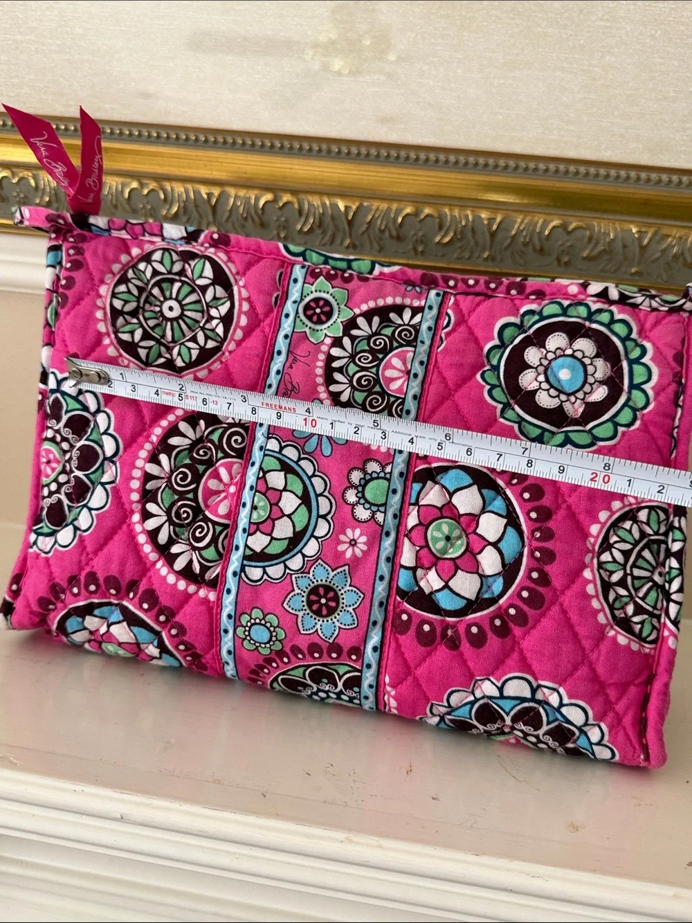 Vera Bradley Hot Pink Quilted Floral Medallion Cosmetic Pouch